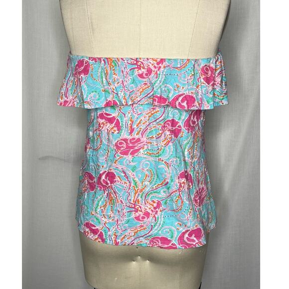 Lilly Pulitzer Wiley Jellies Be Jammin Strapless Ruffle Tube Top Size Medium - Picture 3 of 4